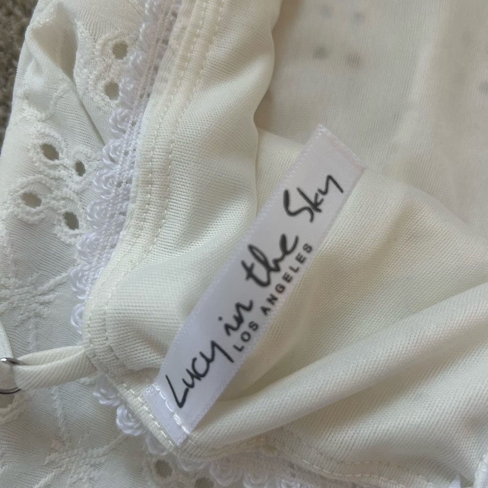 Lucy in the sky dress, white with orange detailing, size small(2-4). - Picture 6 of 6